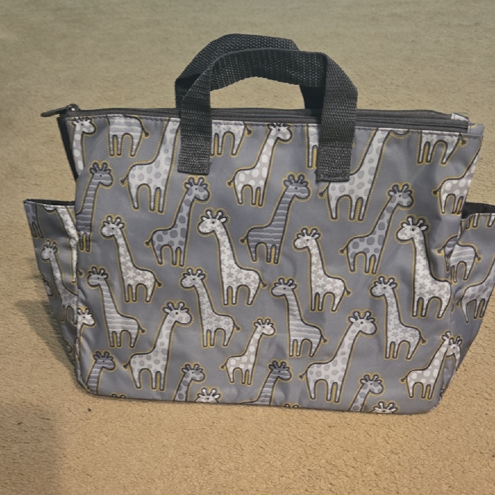 Thirty-One Gray Giraffe Print Kids Bag